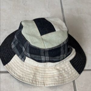 Others Follow Patchwork Bucket Hat - Black, Cream, Gray